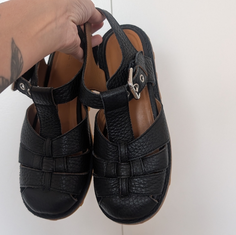 Marni Black Grained Leather Fisherman Sandals - Picture 5 of 5